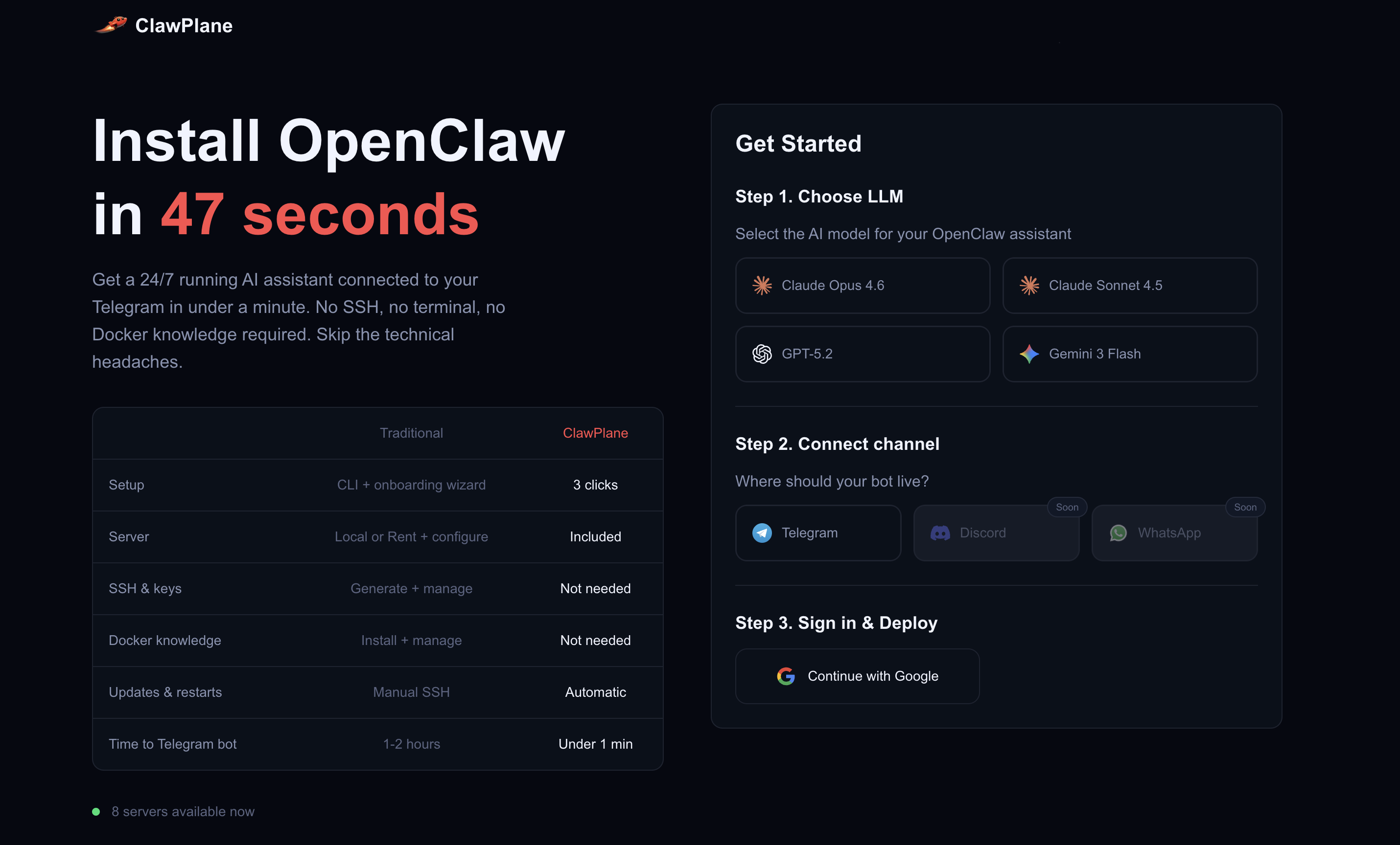 ClawPlane: Deploy OpenClaw in 1 Click